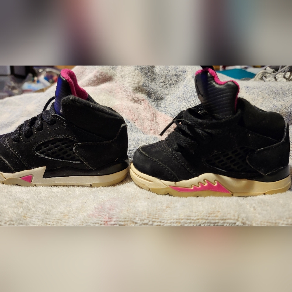 Kids Black and Pink Sneakers